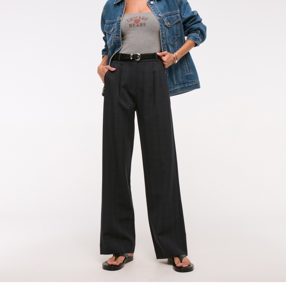 Abercrombie & Fitch Navy and Brown Wide Leg Trousers